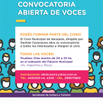  Convocatoria de voces para el Coro de la Municipalidad de Neuquén
