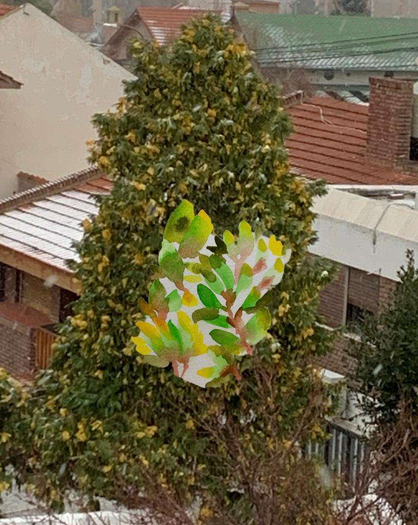 " Cuarentena" Superposición digital de acuarela y fotografía sobre papel vegetal .  31 x 27 cm.  2018-2021